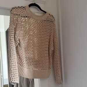 Old Navy Women's Beige Open-Knit Sweater